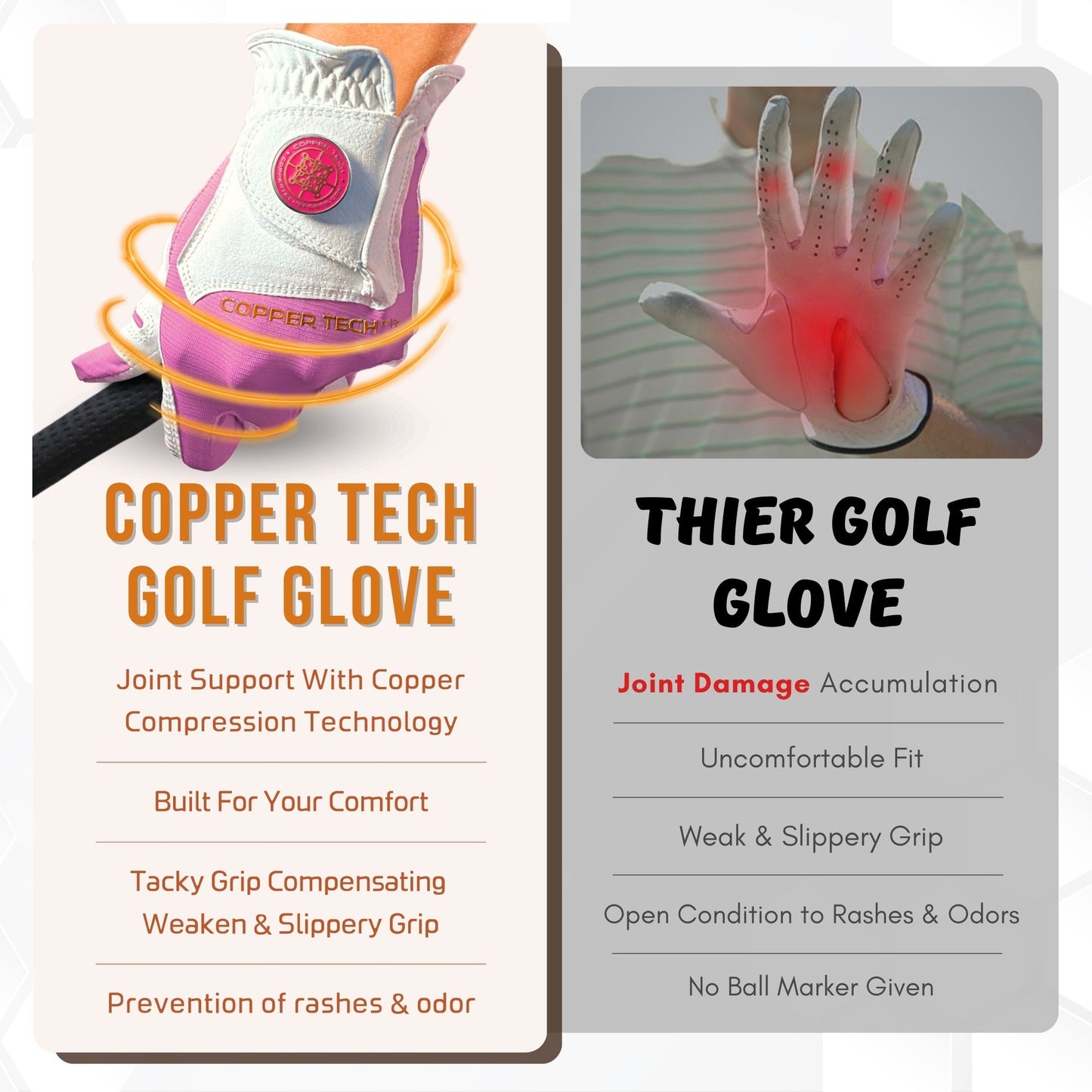 Copper Tech Plus Women's Golf Gloves [Worn on Left Hand]