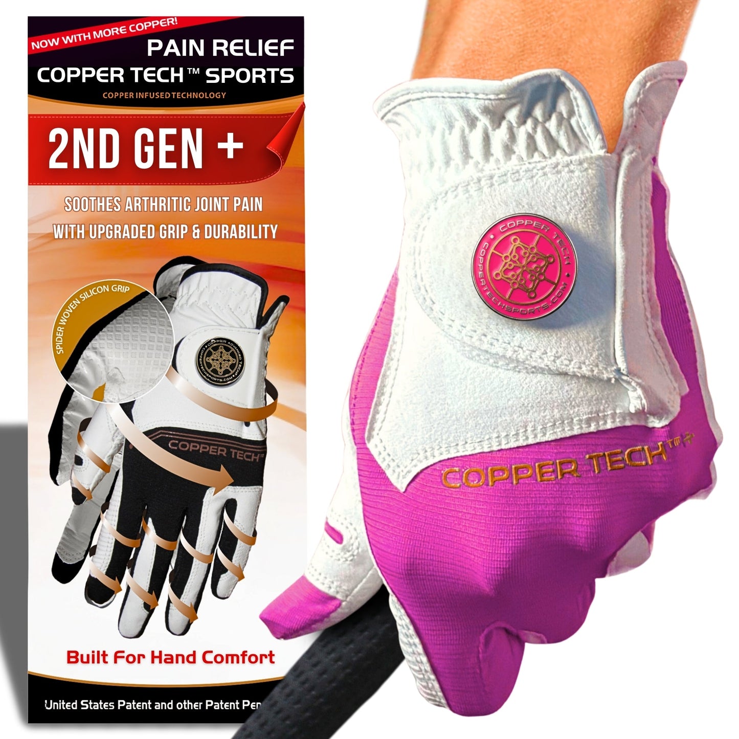 Copper Tech Plus Women's Golf Gloves [Worn on Right Hand]