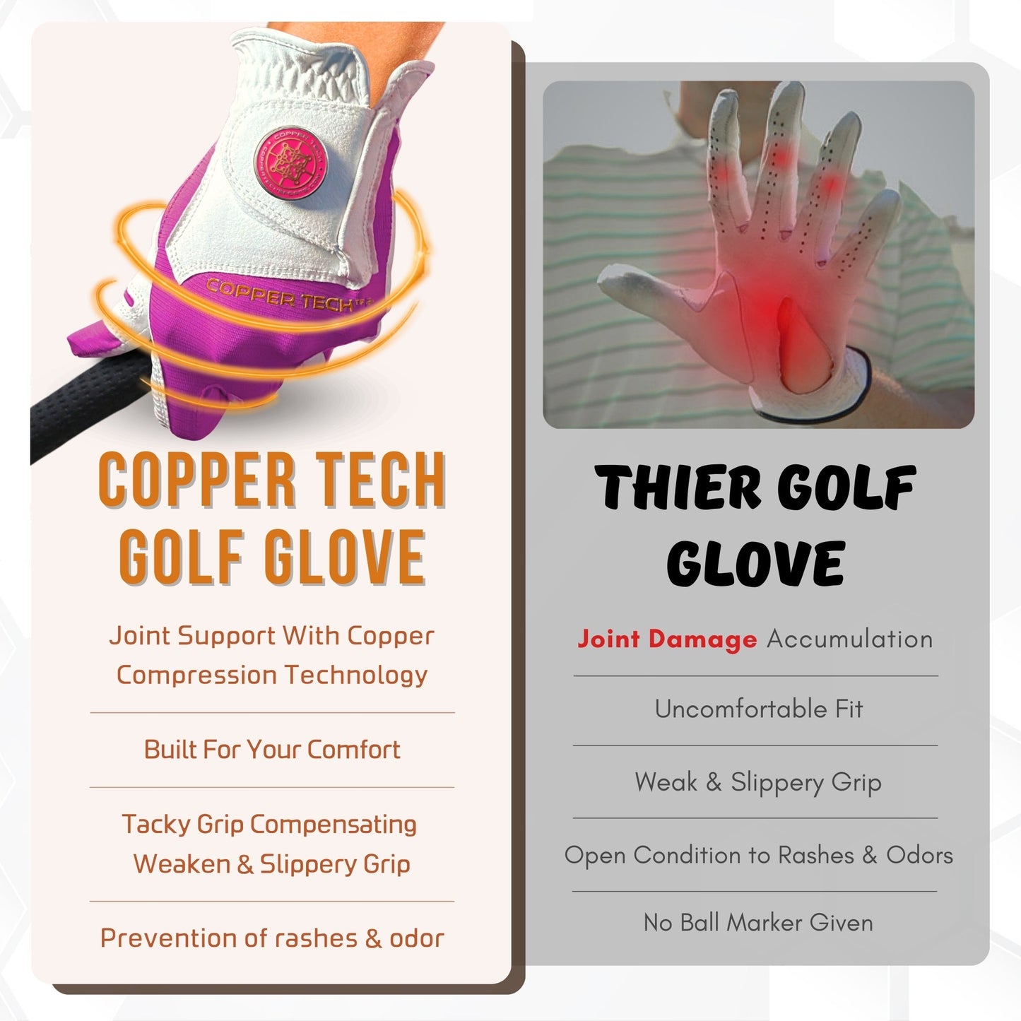 Copper Tech Plus Women's Golf Gloves [Worn on Right Hand]