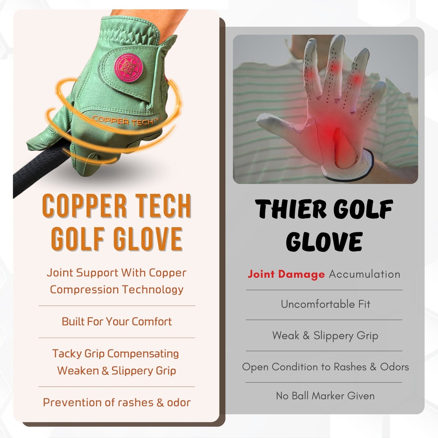 Copper Tech Plus Women's Golf Gloves [Worn on Right Hand]