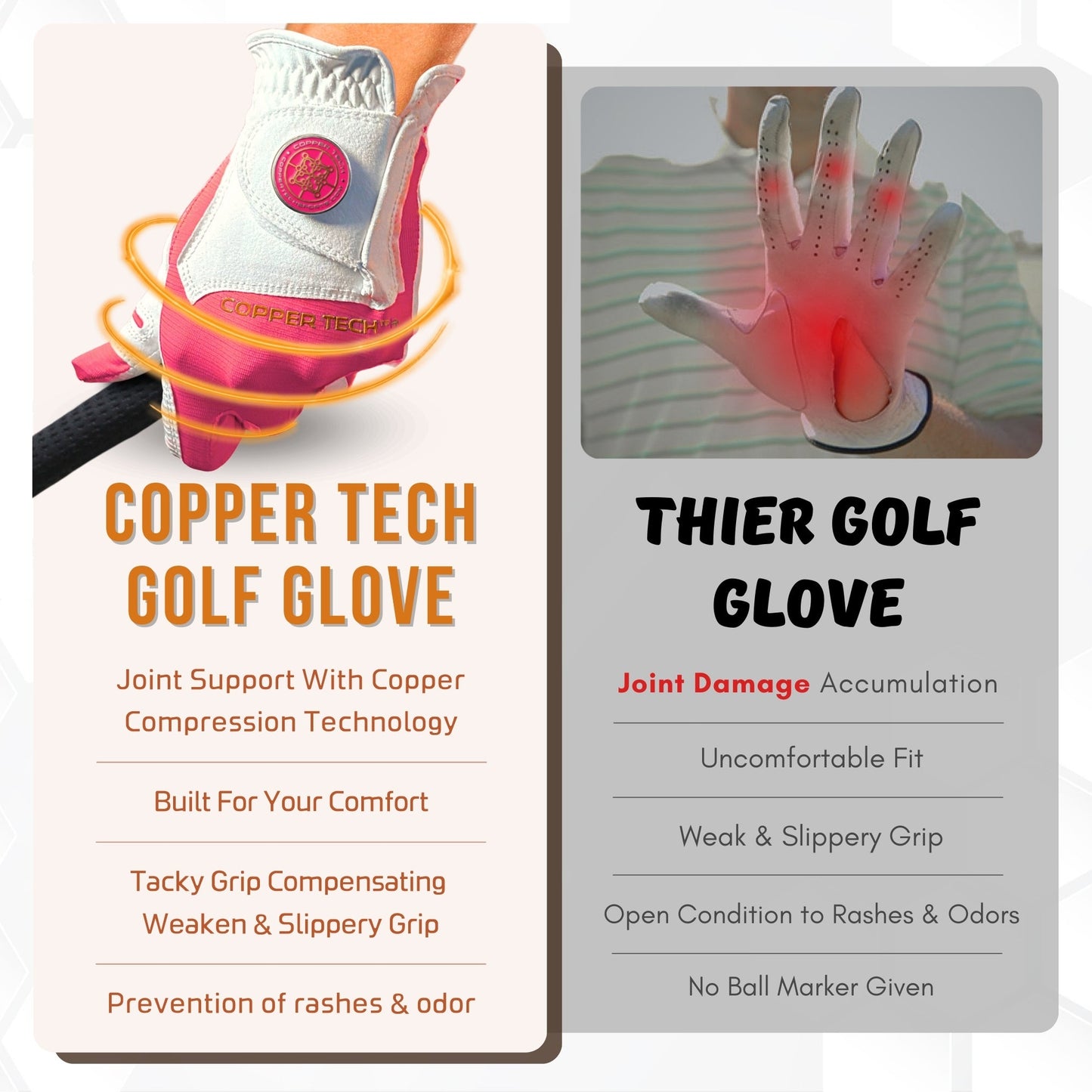 Copper Tech Plus Women's Golf Gloves [Worn on Right Hand]