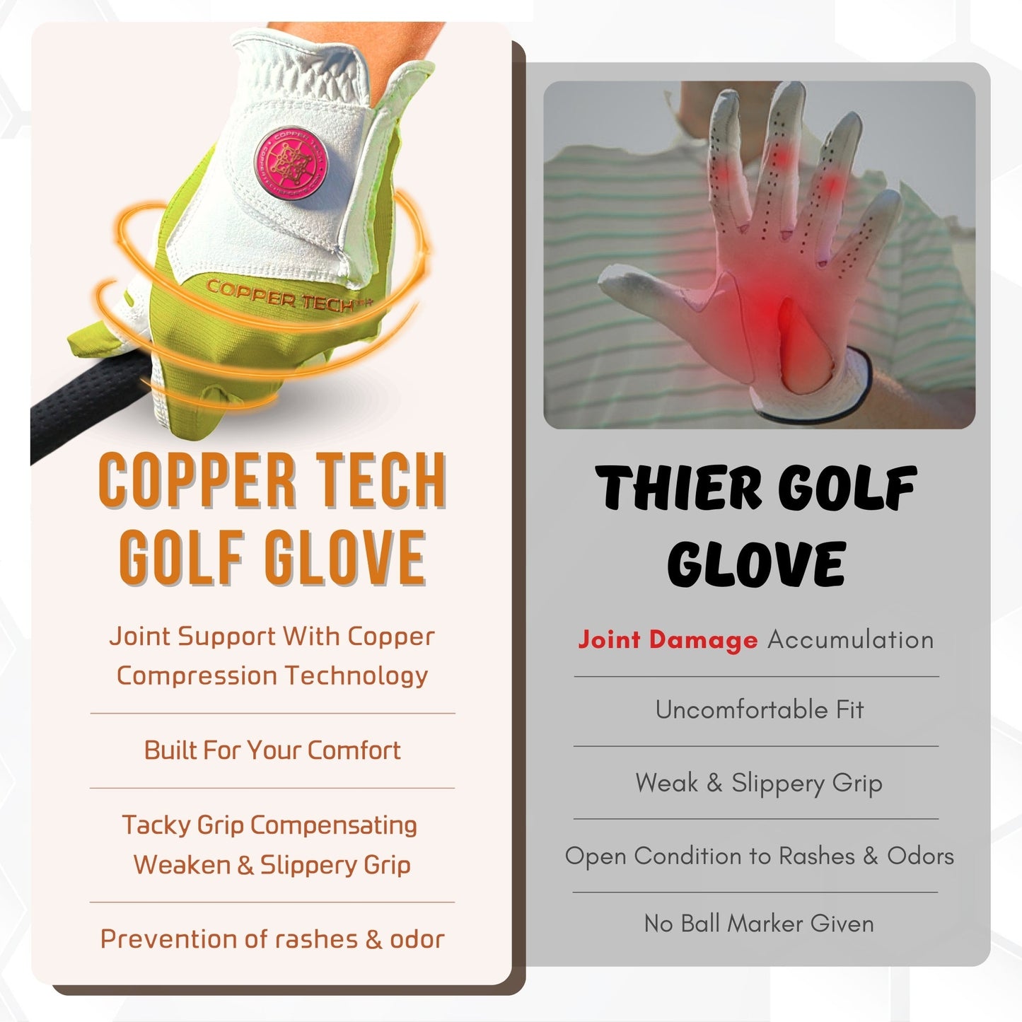 Copper Tech Plus Women's Golf Gloves [Worn on Left Hand]