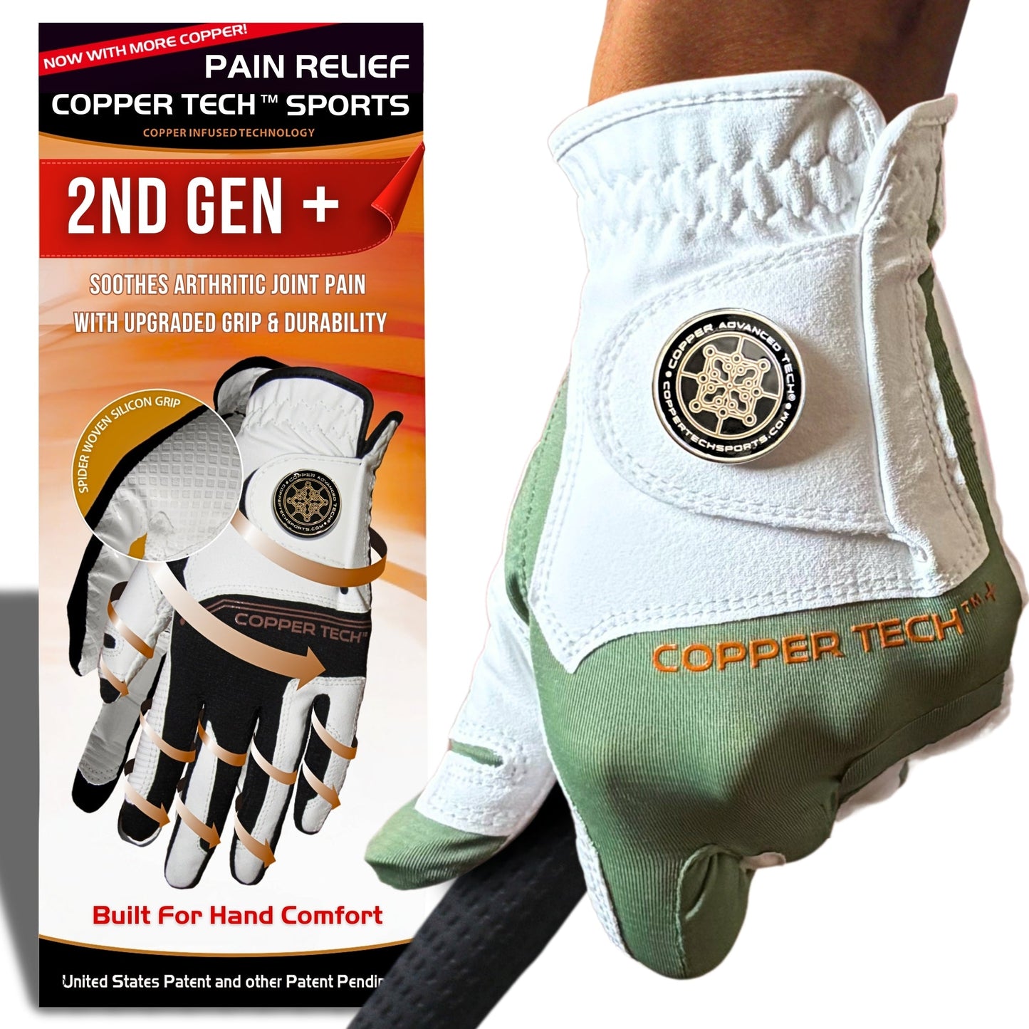 Copper Tech Plus Men's Golf Gloves [Worn on Right Hand]