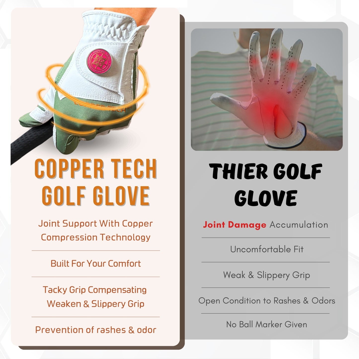 Copper Tech Plus Women's Golf Gloves [Worn on Right Hand]