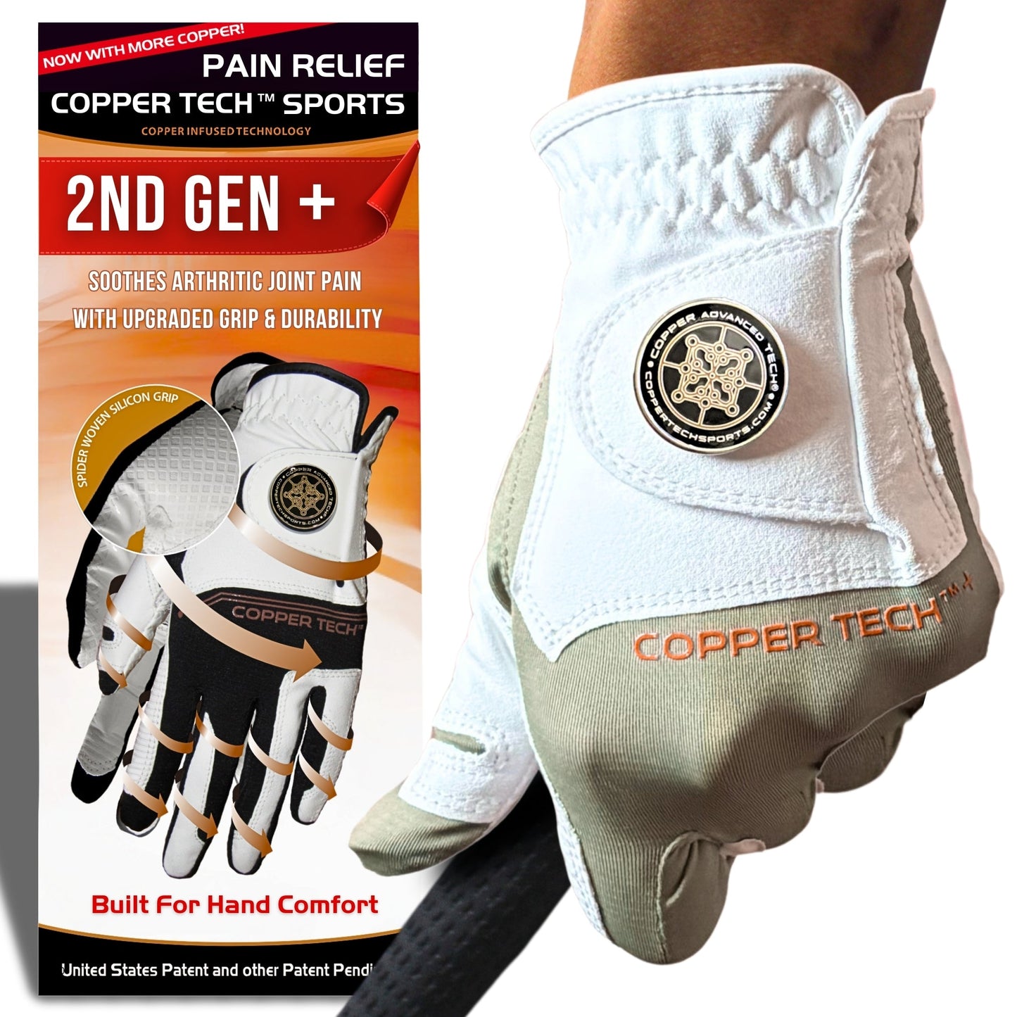 Copper Tech Plus Men's Golf Gloves [Worn on Right Hand]