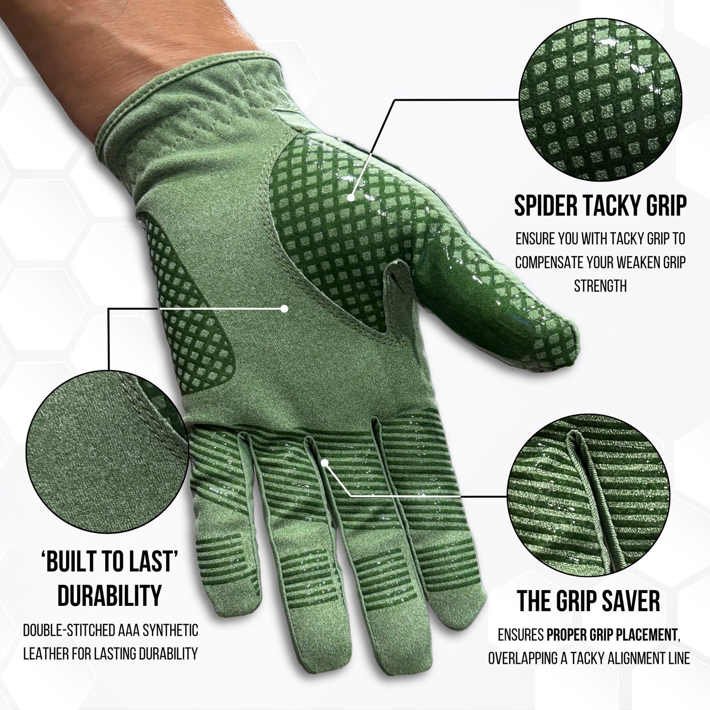 Copper Advanced Tech 2.0 Men's Golf Gloves [Worn on Left Hand]