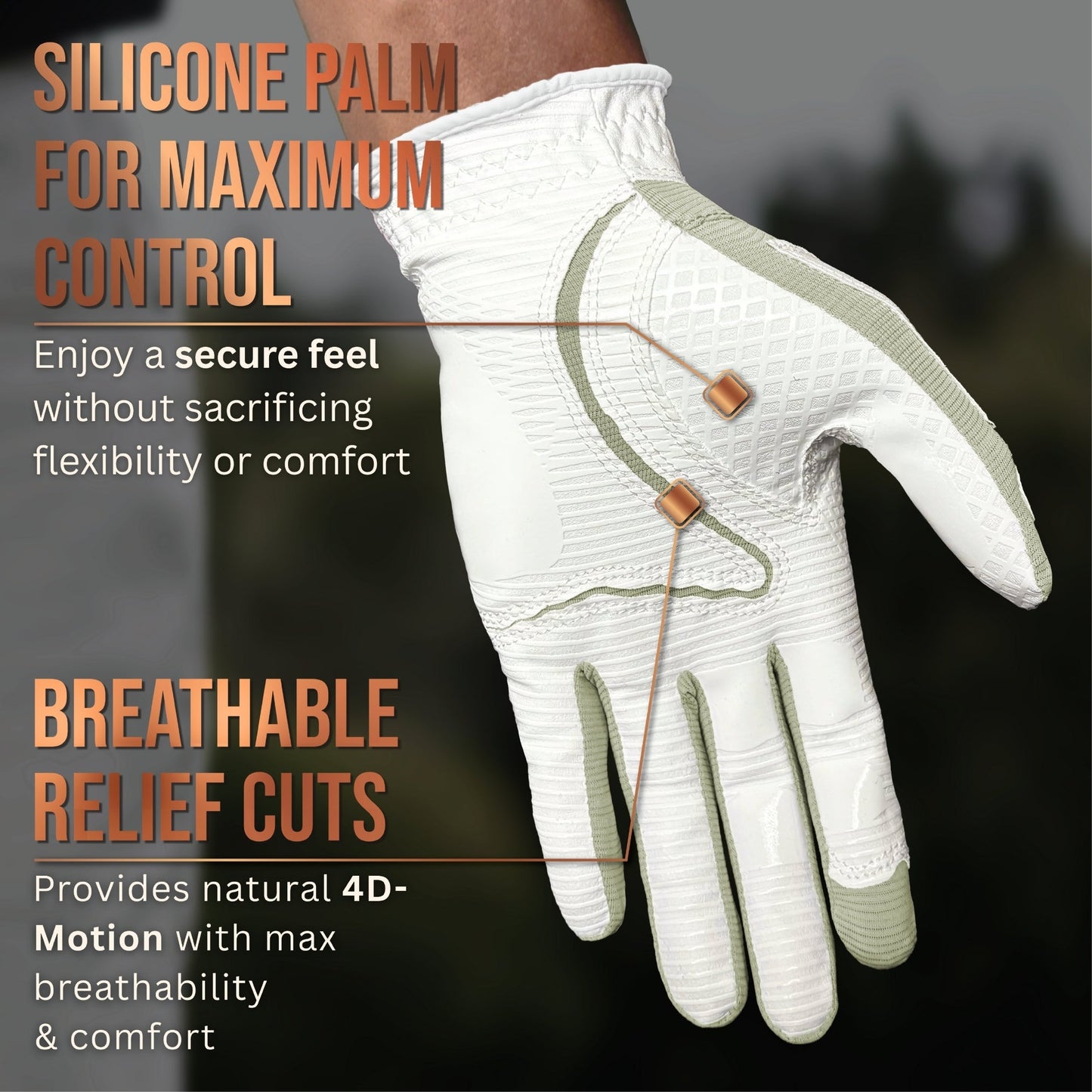 Copper Tech Plus Men's Golf Gloves [Worn on Left Hand]