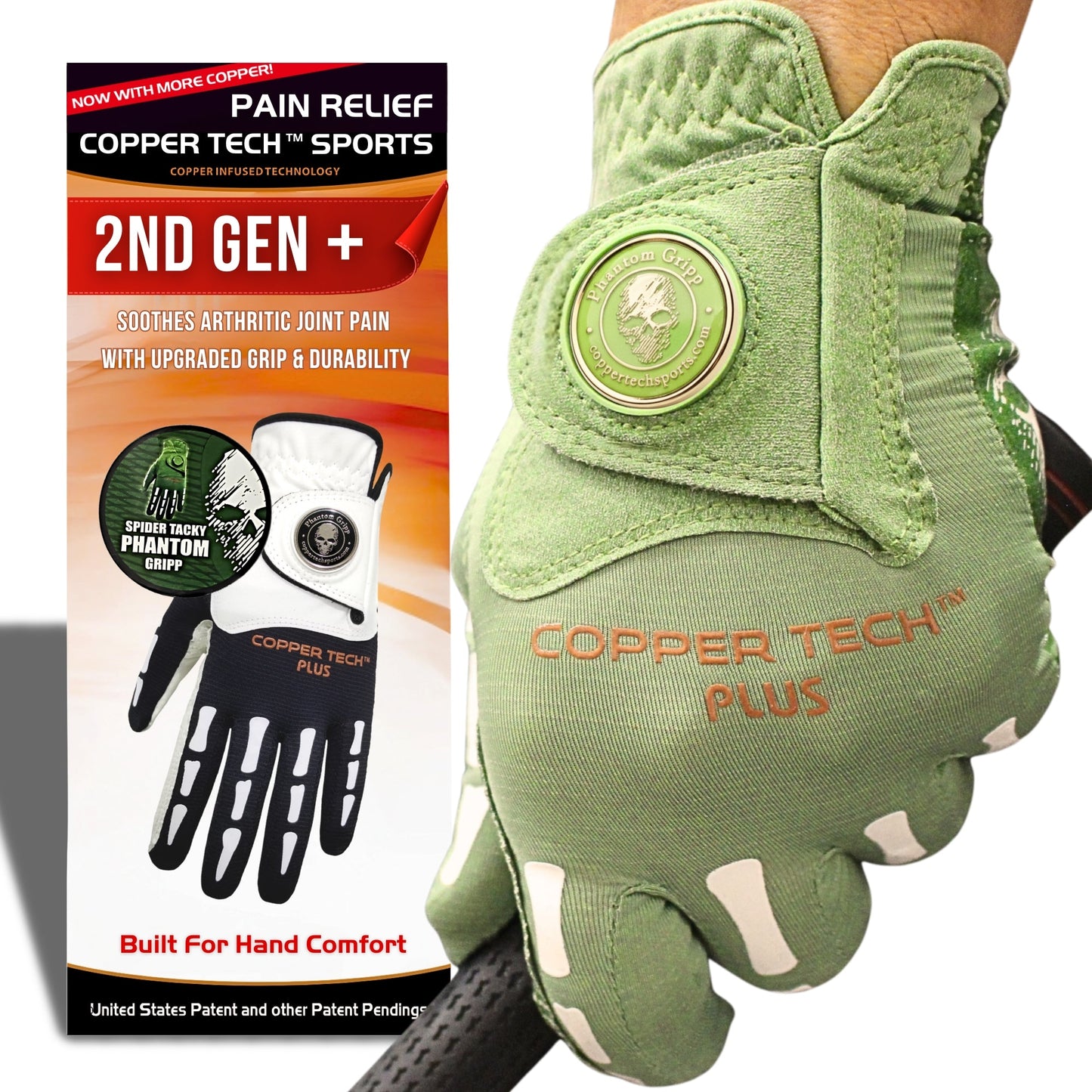 Copper Tech Plus Men's Golf Glove (Phantom Edition) Worn on Left or Right