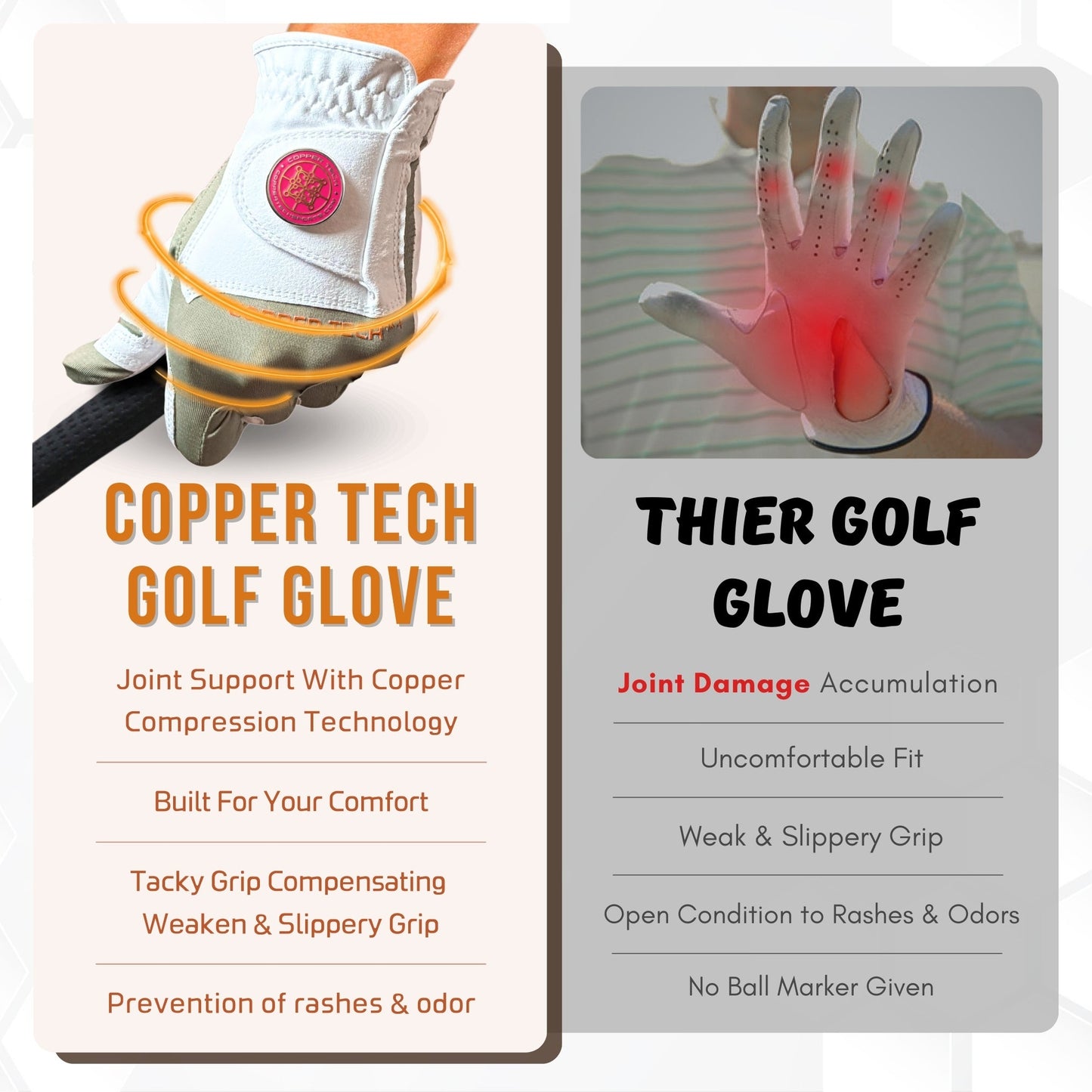 Copper Tech Plus Women's Golf Gloves [Worn on Left Hand]