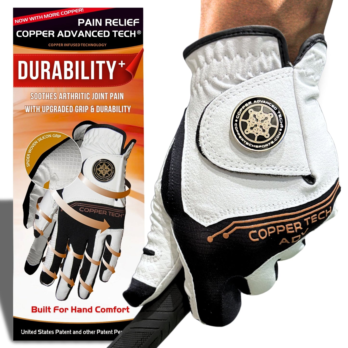 Copper Advanced Tech 2.0 Men's Golf Gloves [Worn on Right Hand]