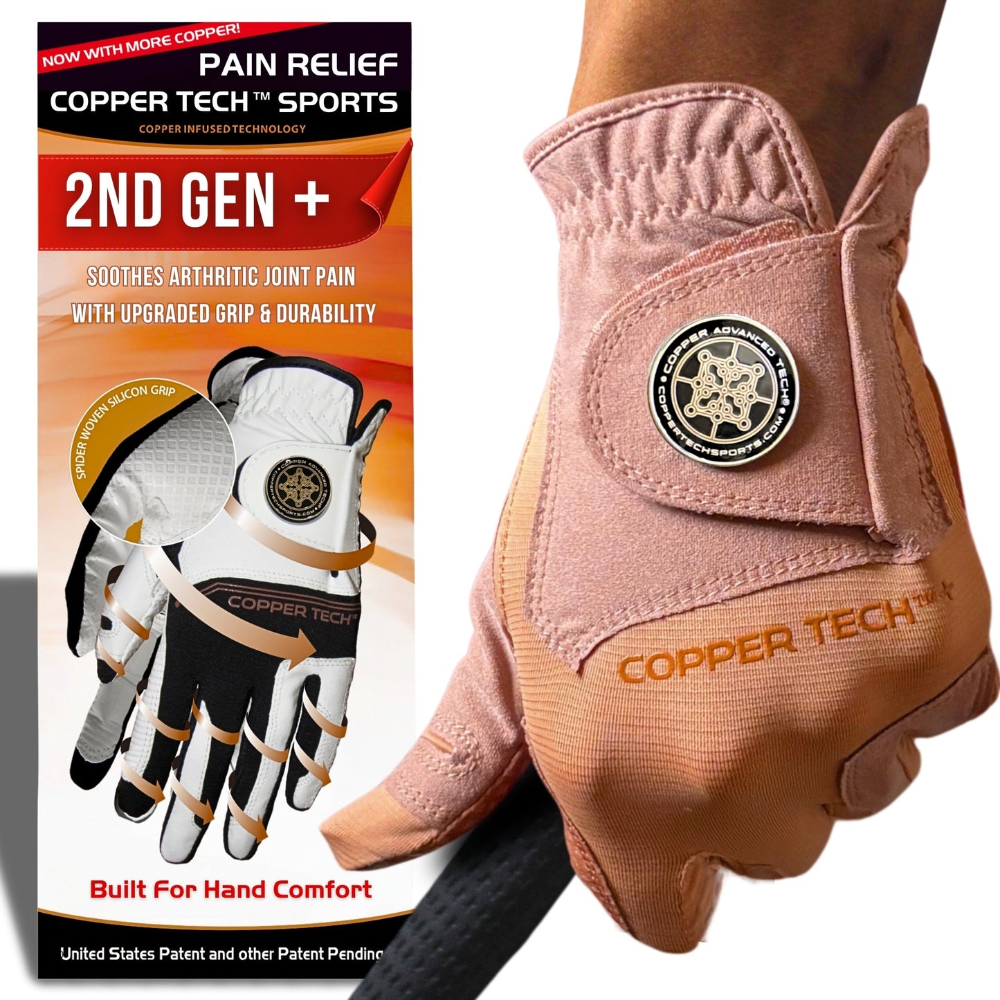 Copper Tech Plus Men's Golf Gloves [Worn on Right Hand]