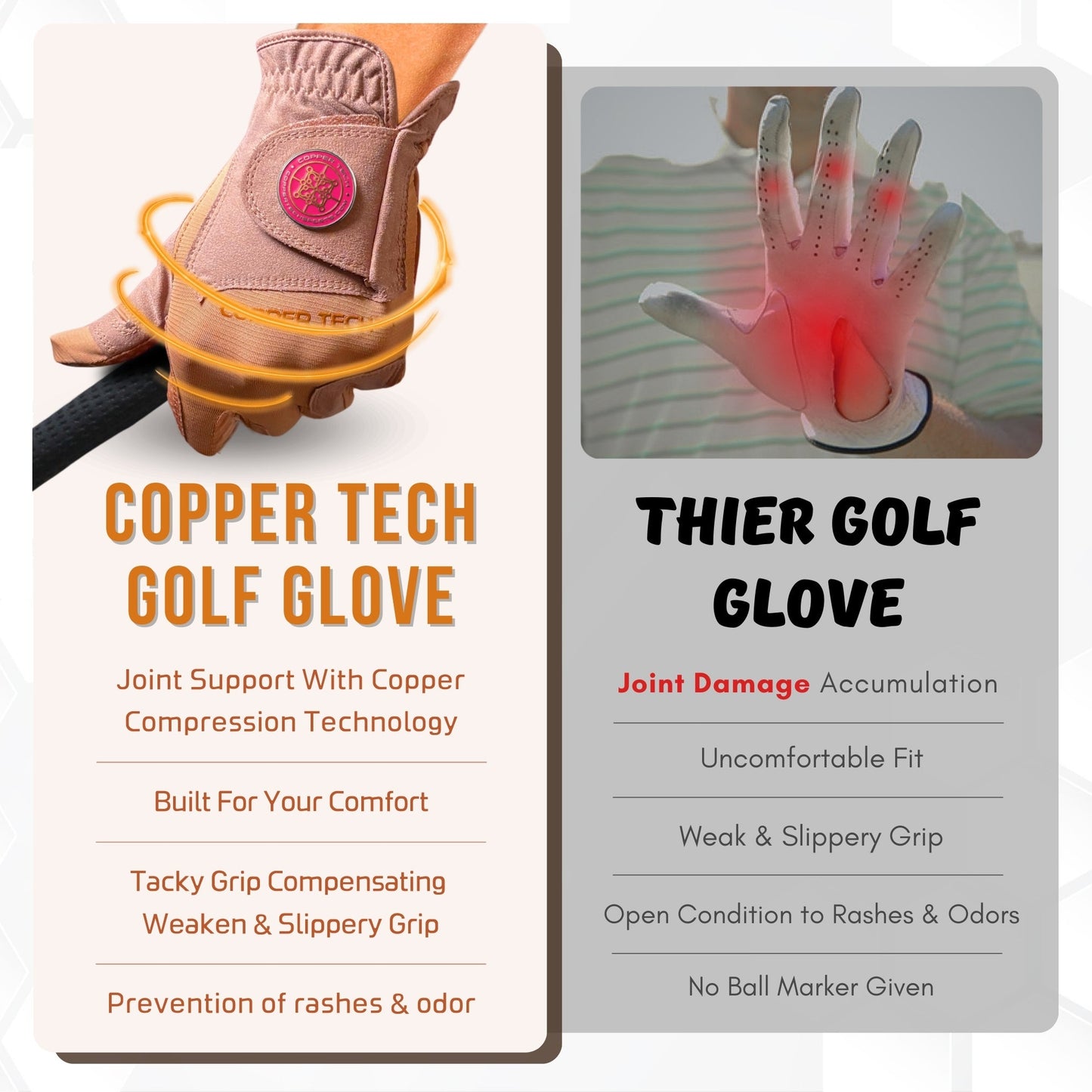 Copper Tech Plus Women's Golf Gloves [Worn on Right Hand]