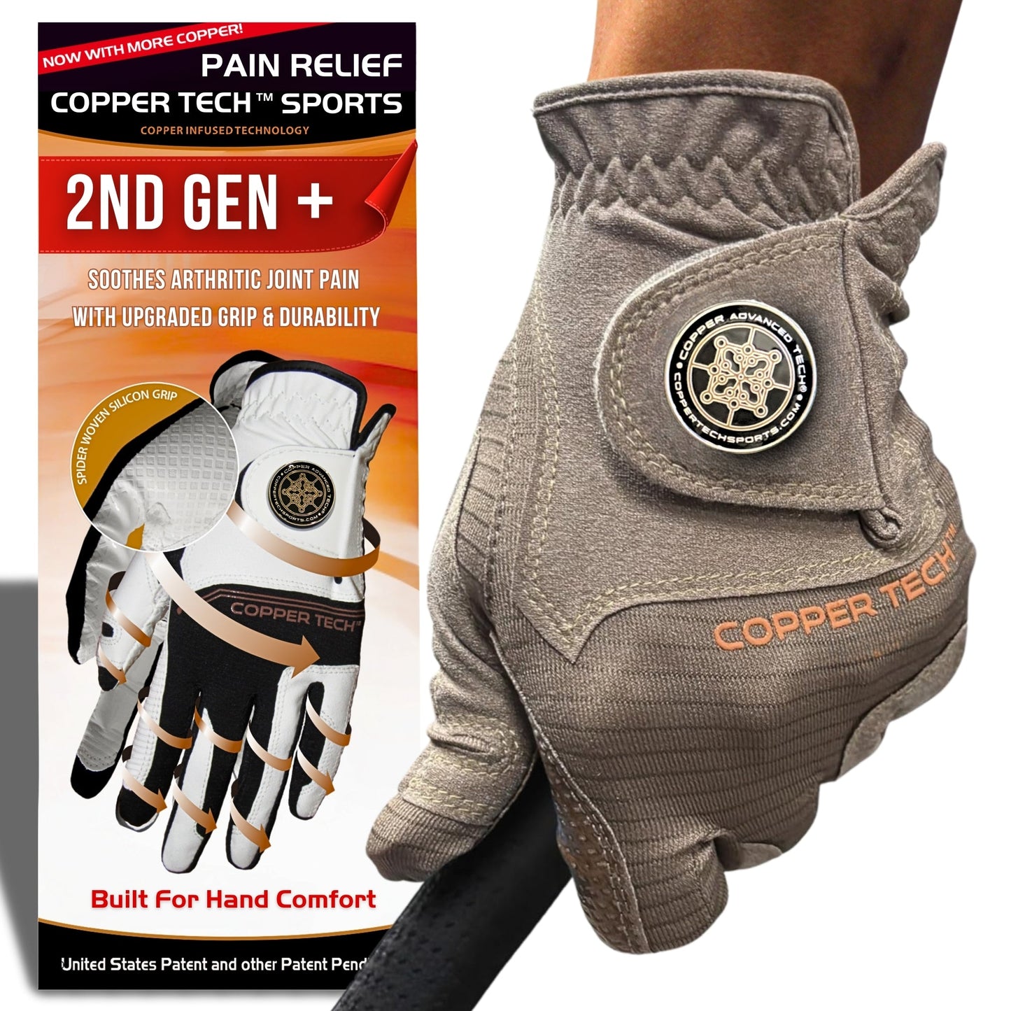 Copper Tech Plus Men's Golf Gloves [Worn on Left Hand]