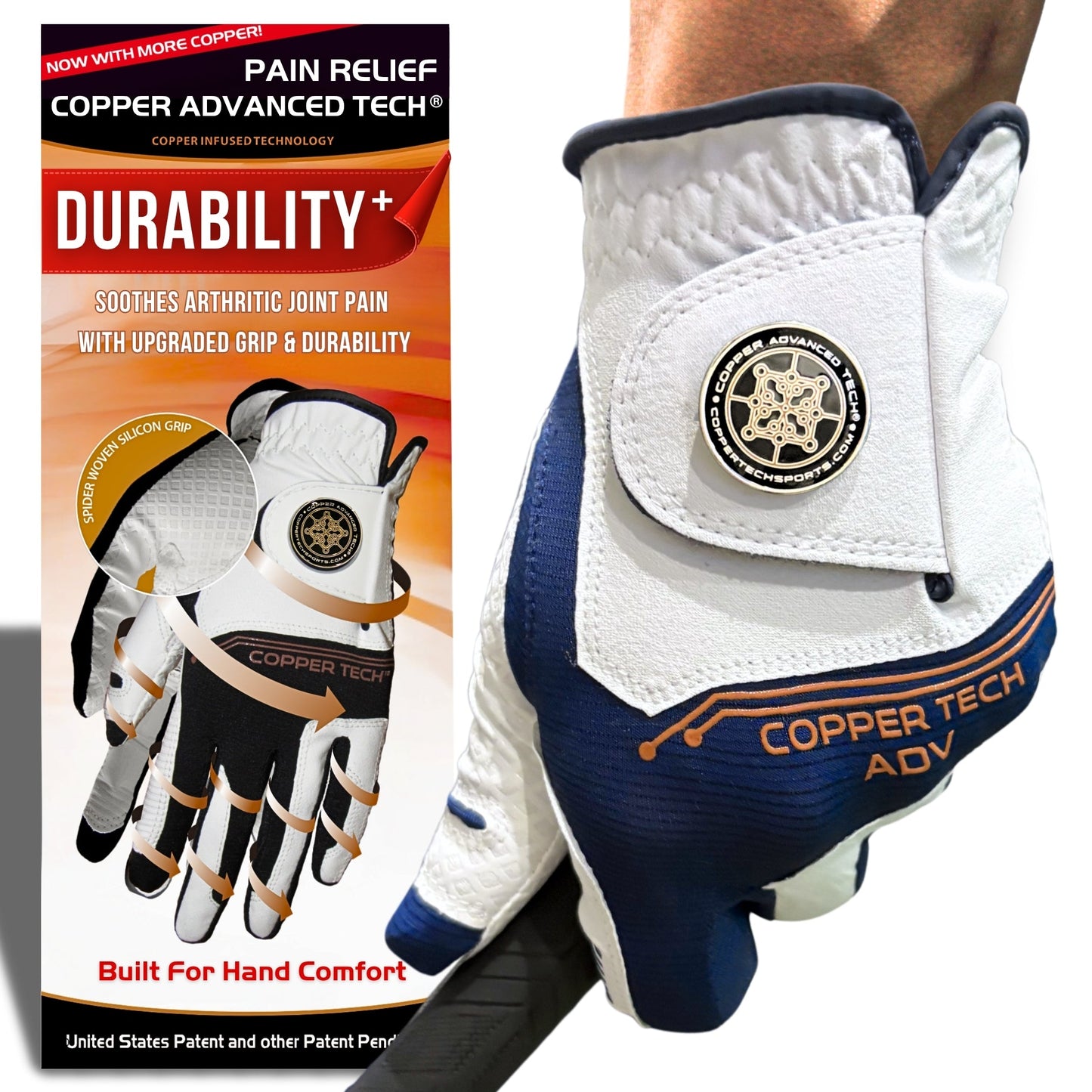 Copper Advanced Tech 2.0 Men's Golf Gloves [Worn on Right Hand]
