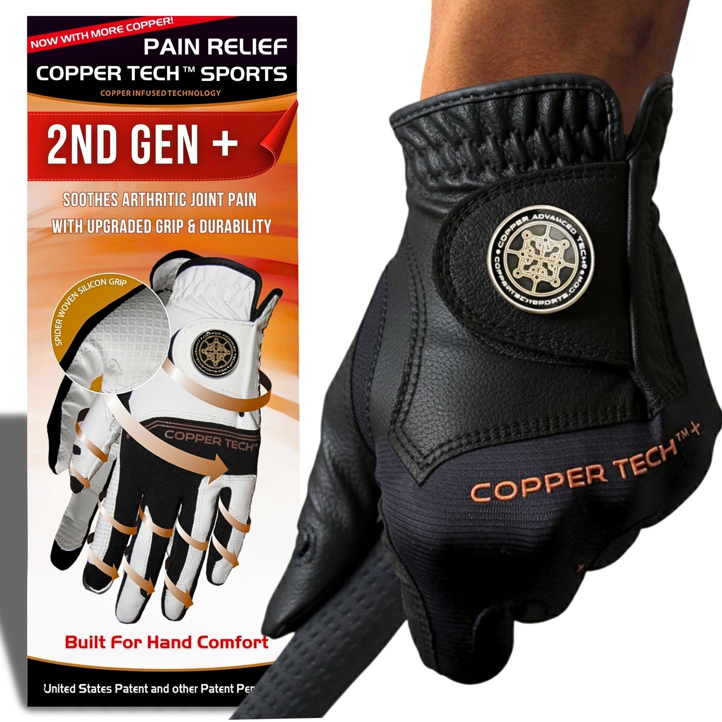 Copper Tech Plus Men's Golf Gloves [Worn on Left Hand]