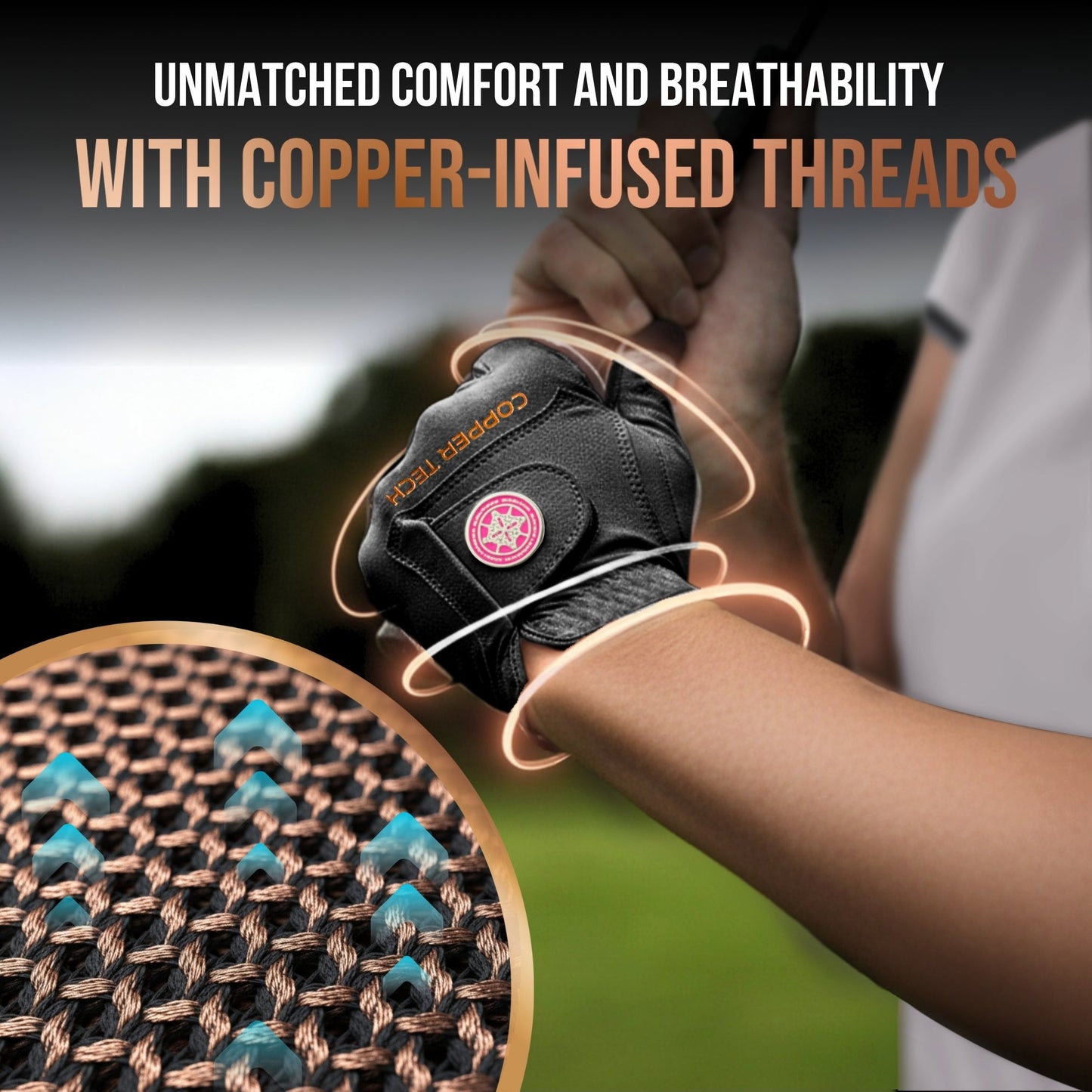Copper Tech Plus Women's Golf Gloves [Worn on Right Hand]