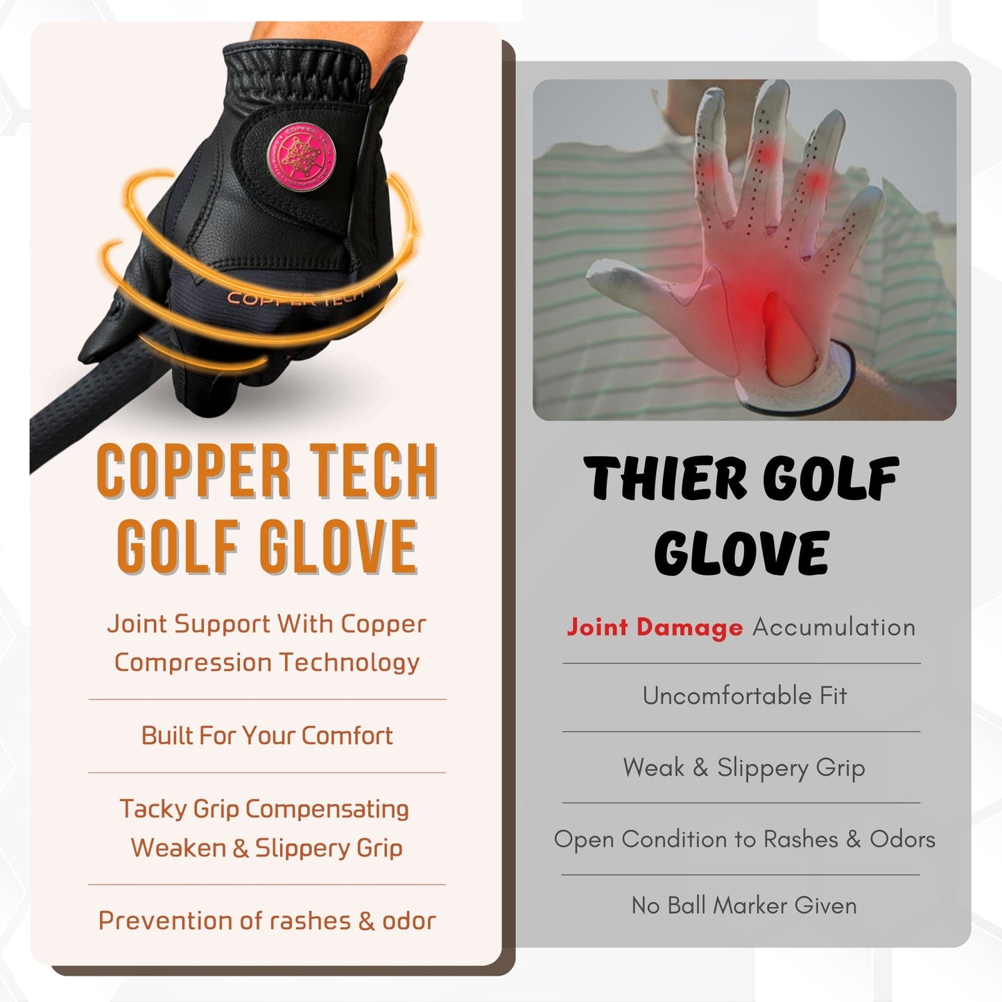 Copper Tech Plus Women's Golf Gloves [Worn on Left Hand]