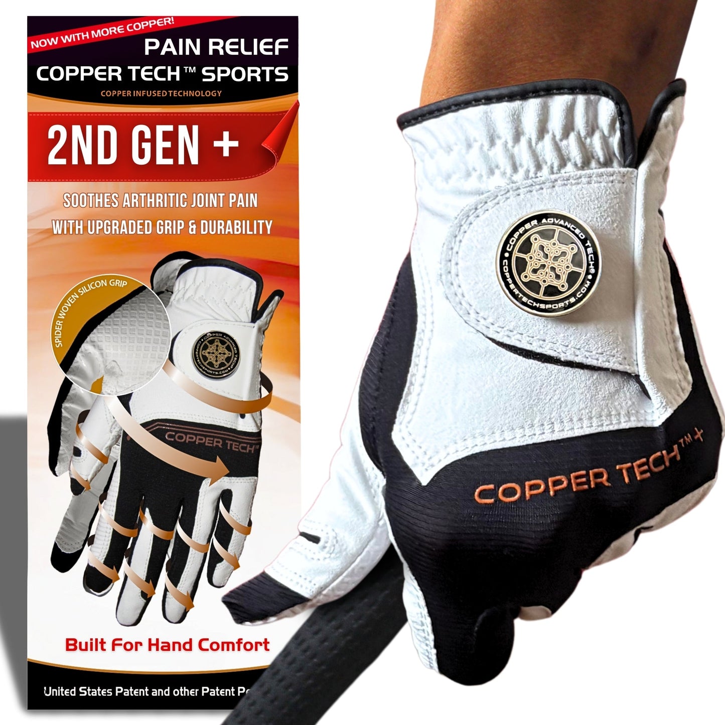 Copper Tech Plus Men's Golf Gloves [Worn on Left Hand]