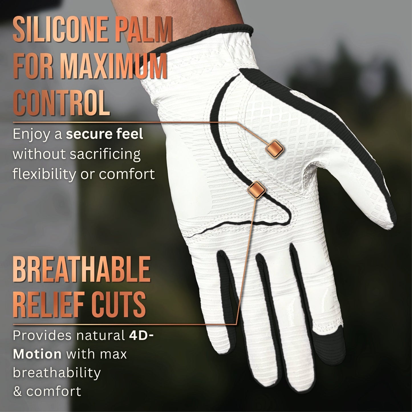 Copper Tech Plus Men's Golf Gloves [Worn on Right Hand]