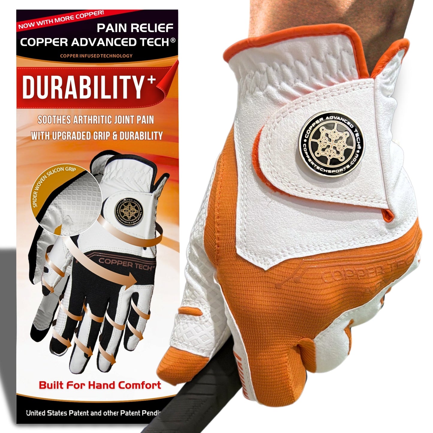 Copper Advanced Tech 2.0 Men's Golf Gloves [Worn on Right Hand]