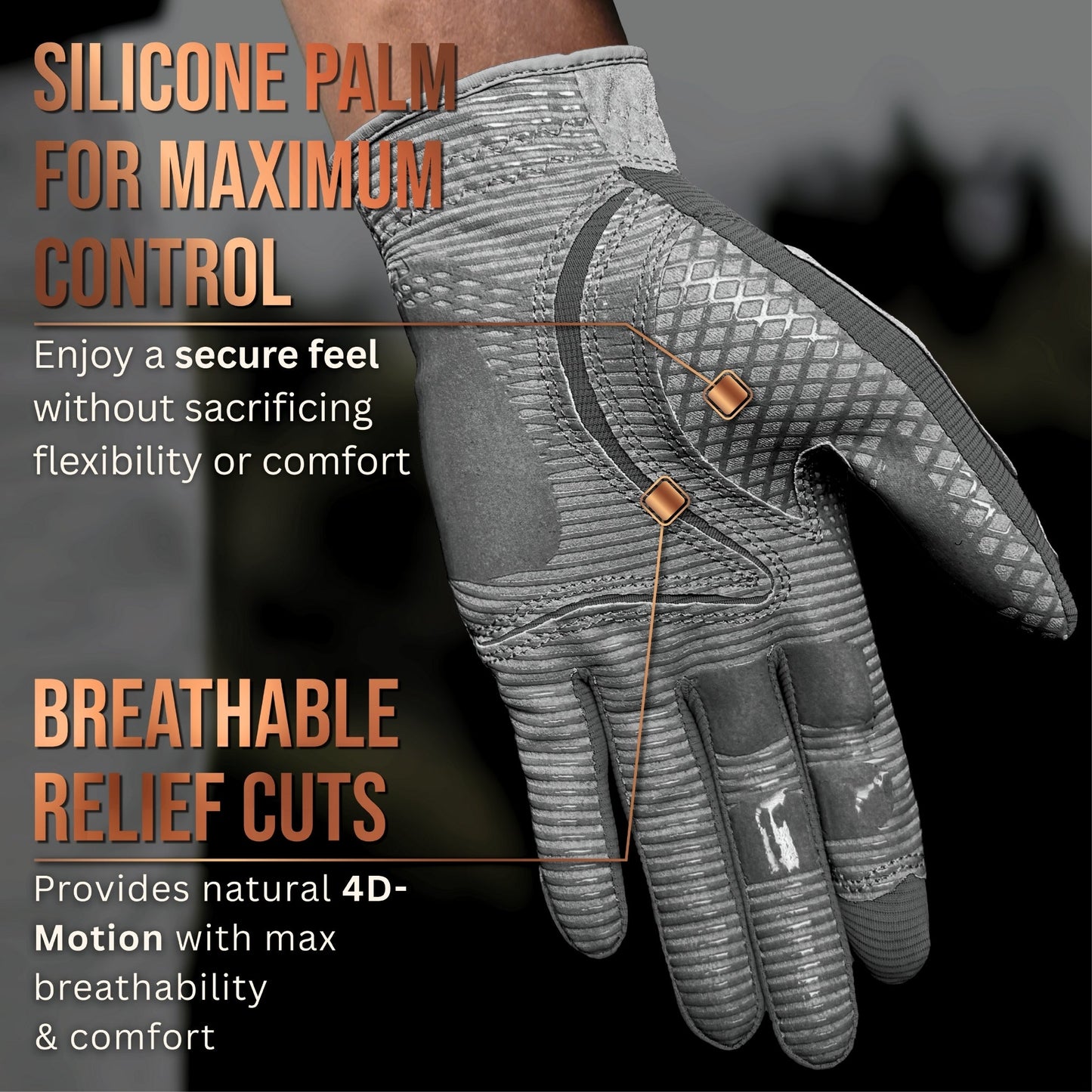 Copper Tech Plus Men's Golf Gloves [Worn on Right Hand]
