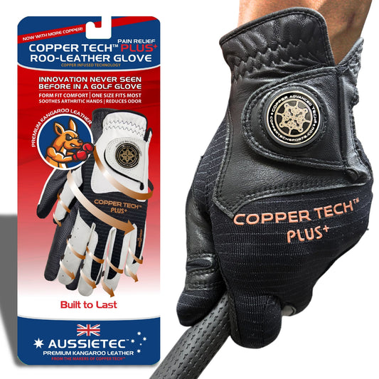 [Special Kangaroo Edition] Copper Tech Plus Men's Golf Glove - Black/Black