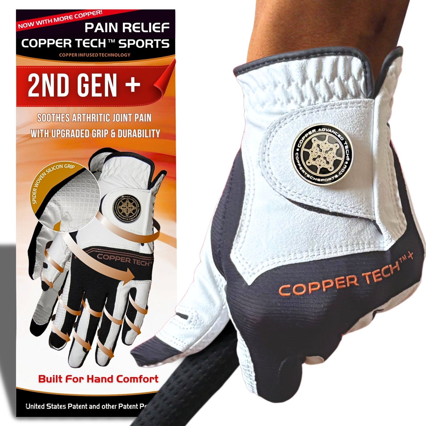 Copper Tech Plus Men's Golf Gloves [Worn on Right Hand]