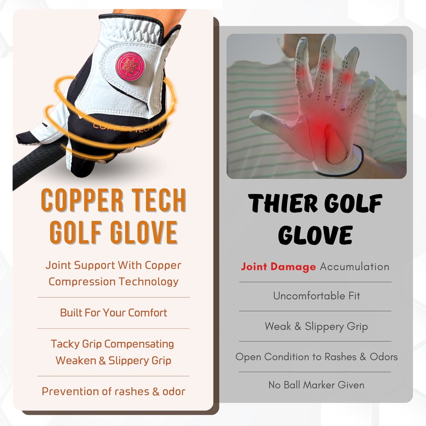 Copper Tech Plus Women's Golf Gloves [Worn on Left Hand]