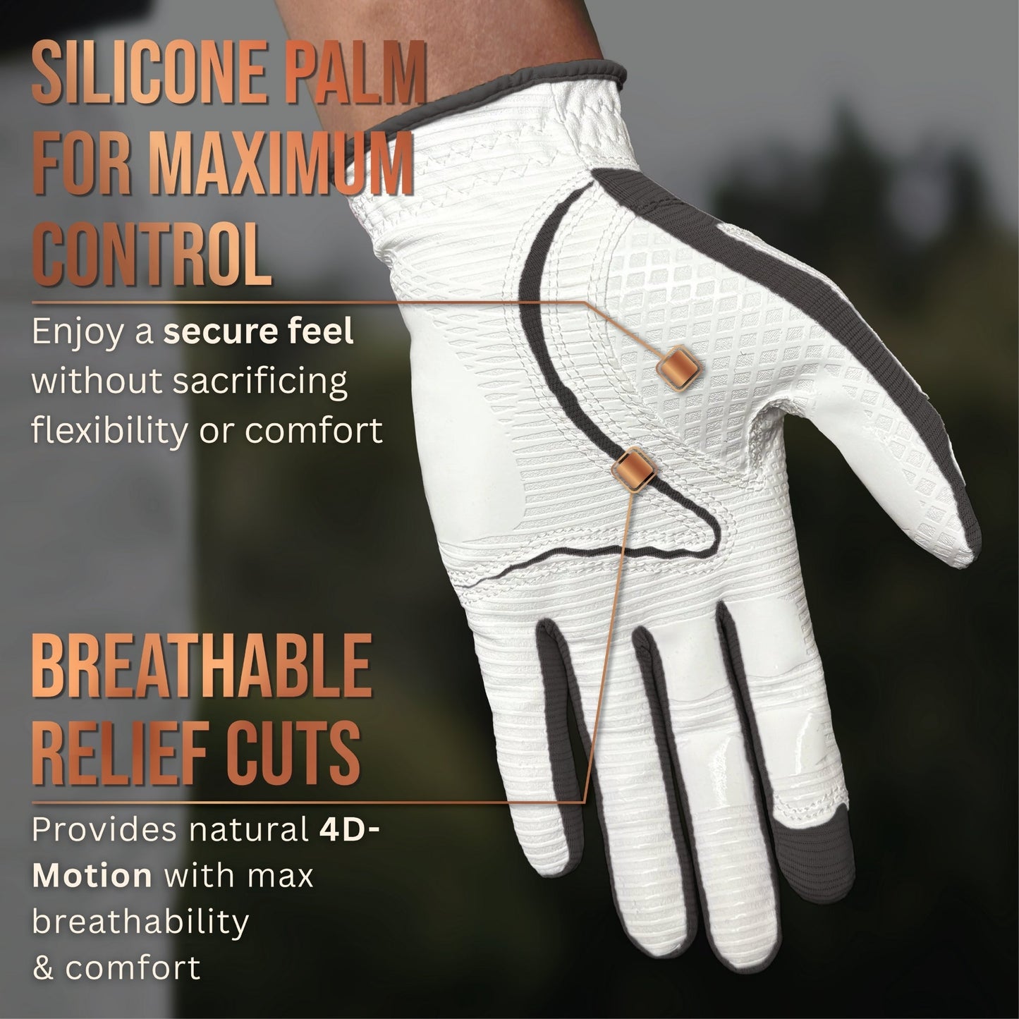 Copper Tech Plus Men's Golf Gloves [Worn on Right Hand]