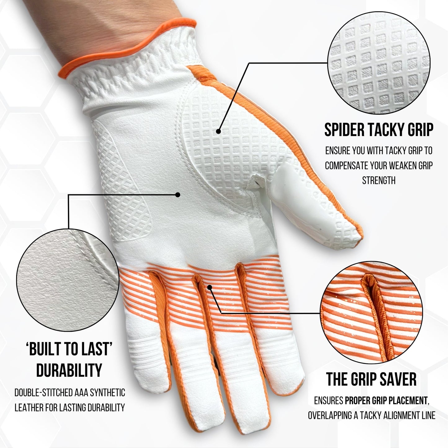 Copper Advanced Tech 2.0 Men's Golf Gloves [Worn on Right Hand]