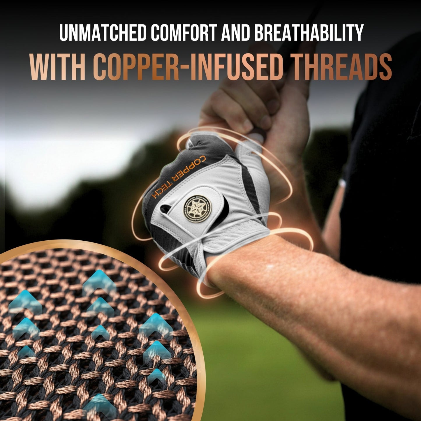 Copper Tech Plus Men's Golf Gloves [Worn on Right Hand]
