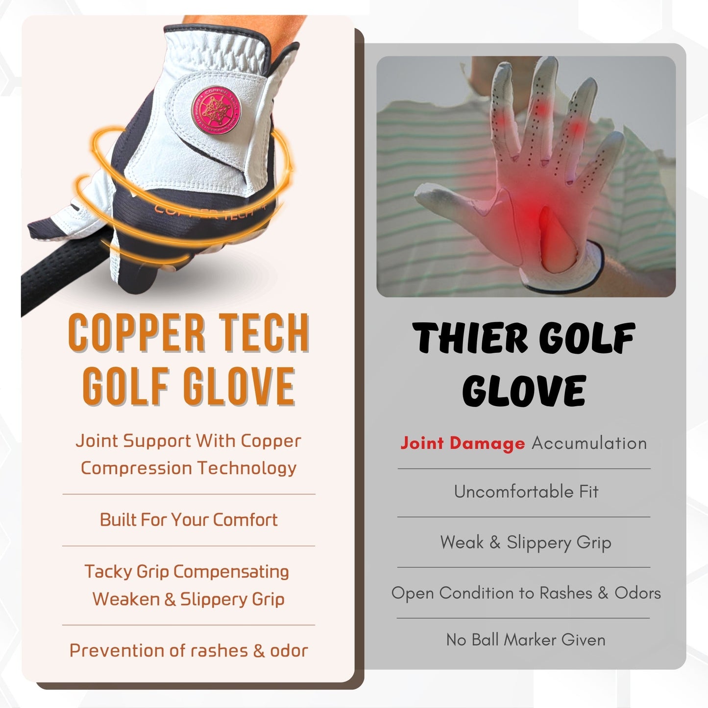 Copper Tech Plus Women's Golf Gloves [Worn on Left Hand]