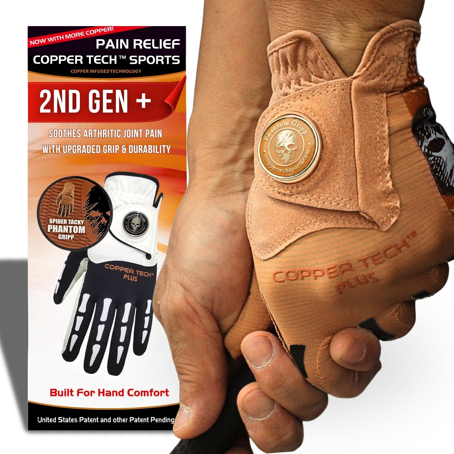 Copper Tech Plus Men's Golf Glove (Phantom Edition) Worn on Left or Right