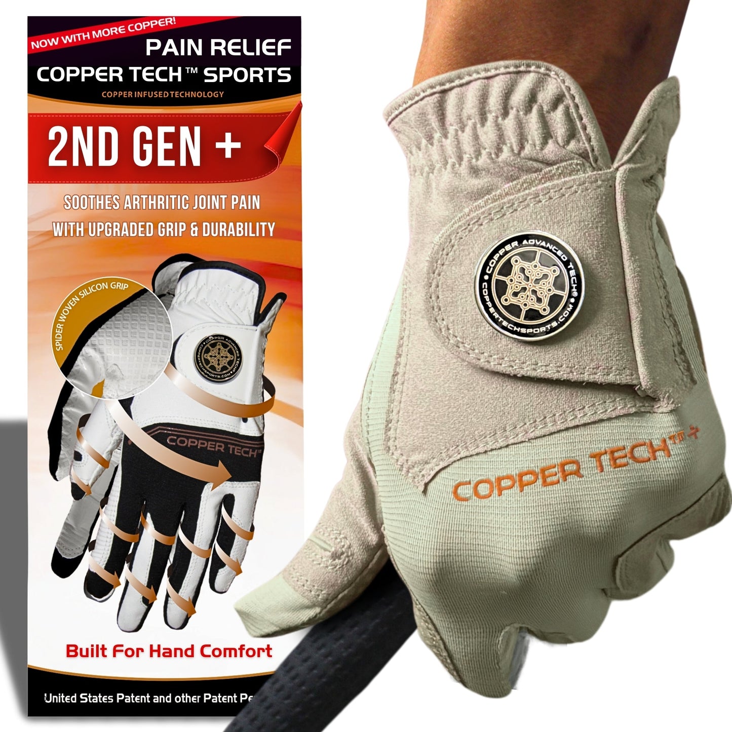 Copper Tech Plus Men's Golf Gloves [Worn on Right Hand]