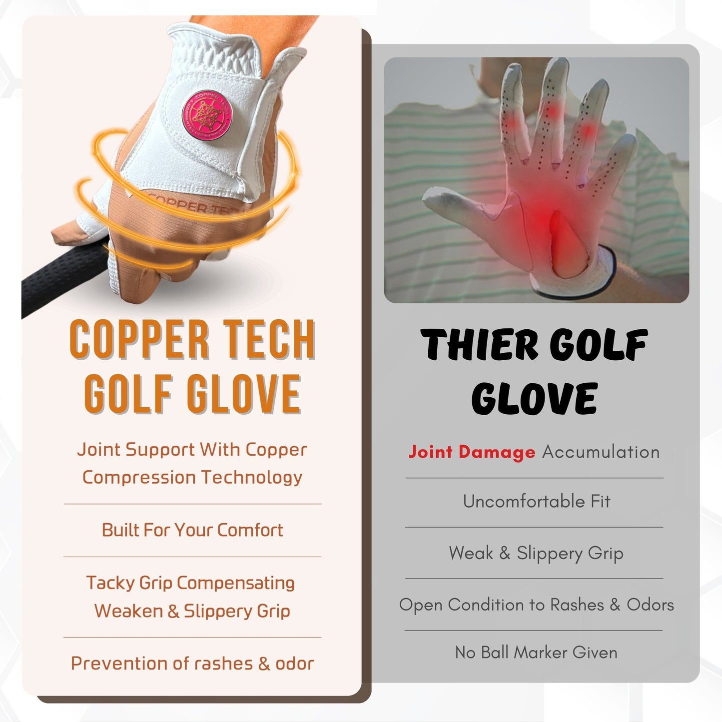 Copper Tech Plus Women's Golf Gloves [Worn on Right Hand]