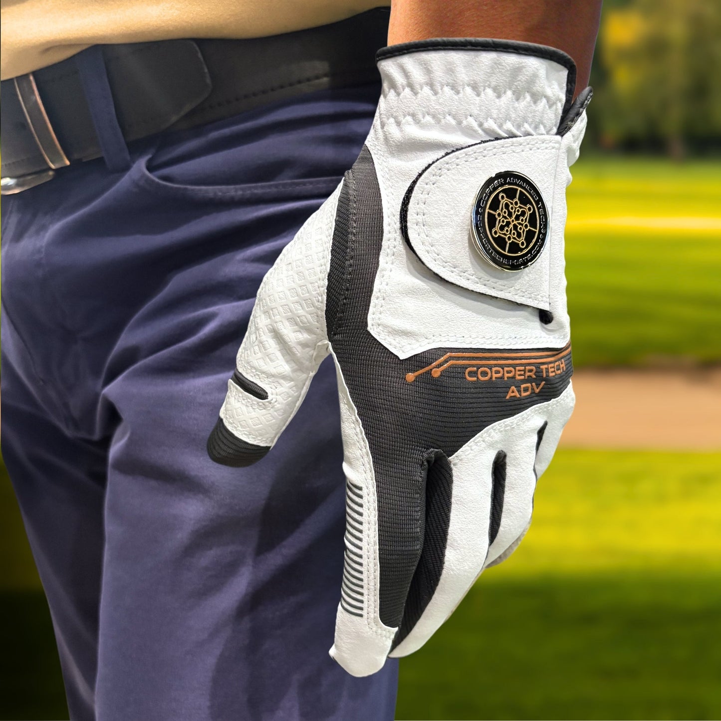 Copper Advanced Tech 2.0 Men's Golf Gloves [Worn on Right Hand]
