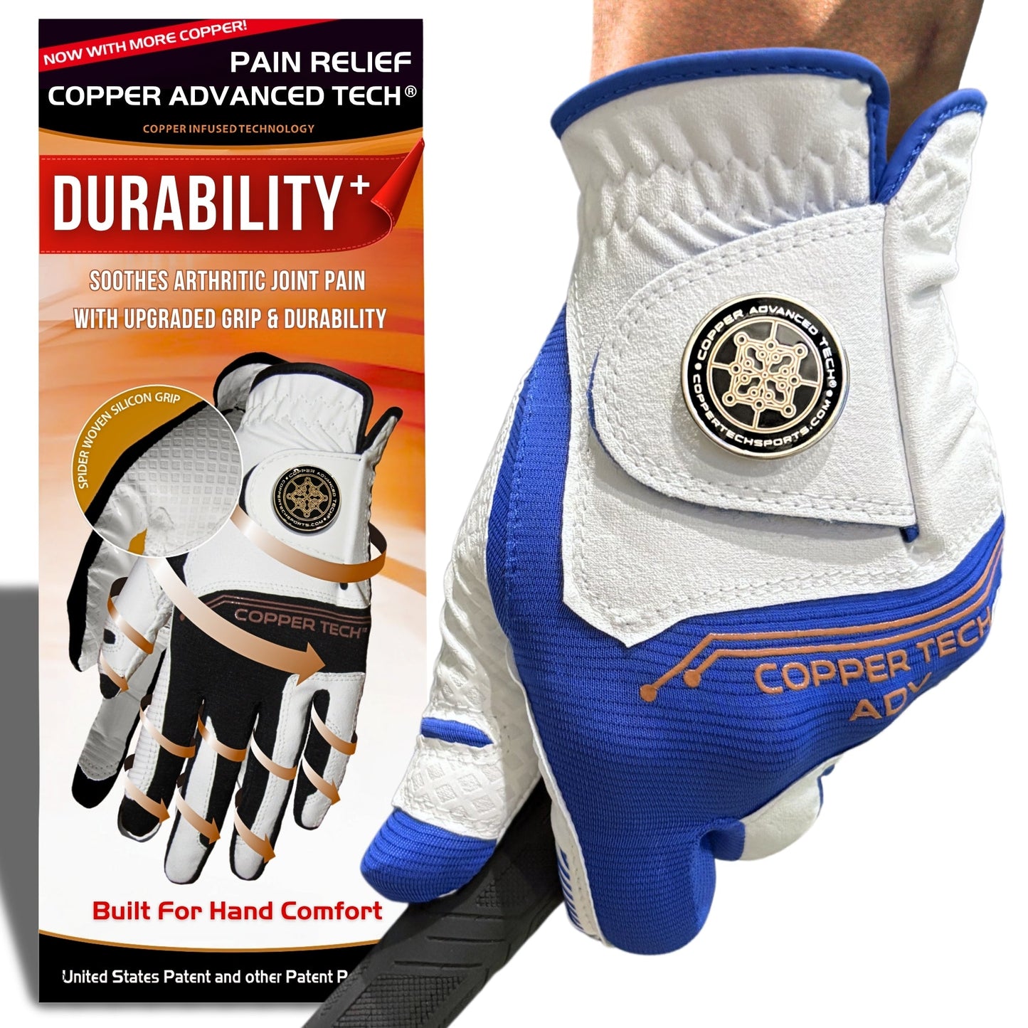 Copper Advanced Tech 2.0 Men's Golf Gloves [Worn on Right Hand]