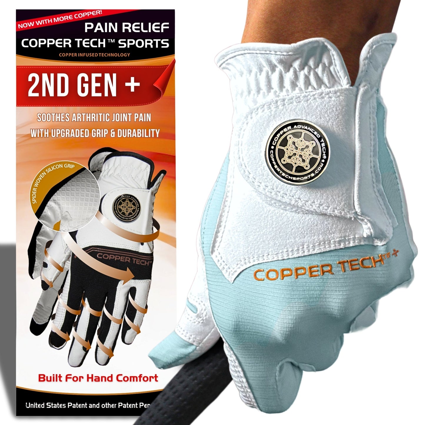 Copper Tech Plus Men's Golf Gloves [Worn on Left Hand]