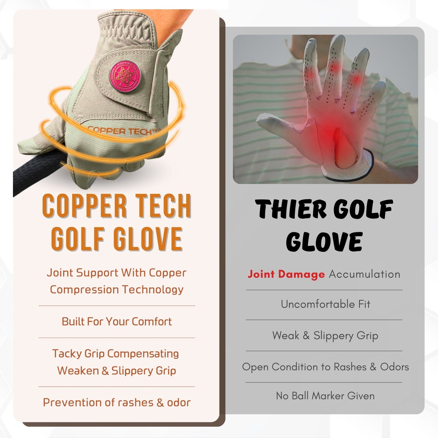 Copper Tech Plus Women's Golf Gloves [Worn on Left Hand]