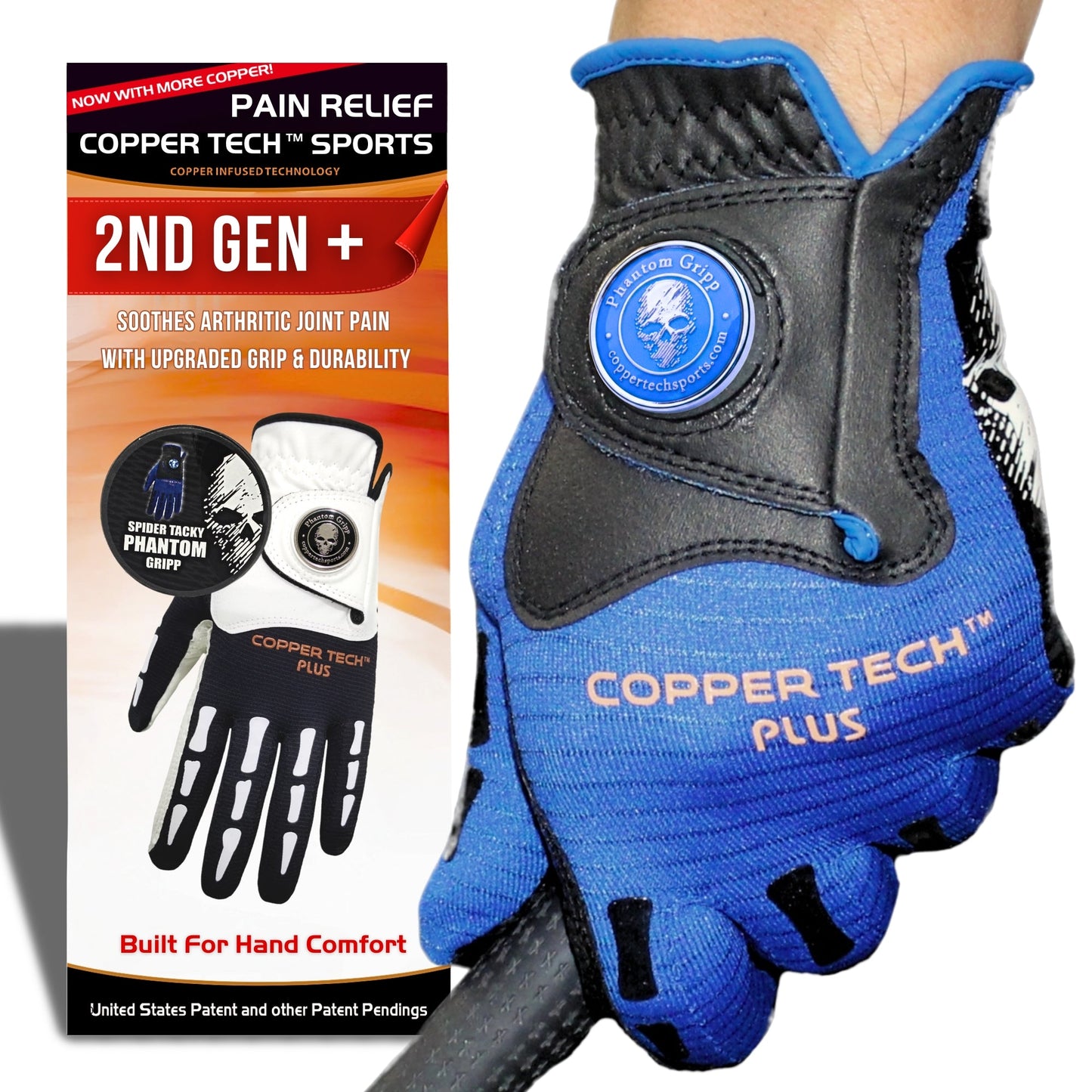 Copper Tech Plus Men's Golf Glove (Phantom Edition) Worn on Left or Right