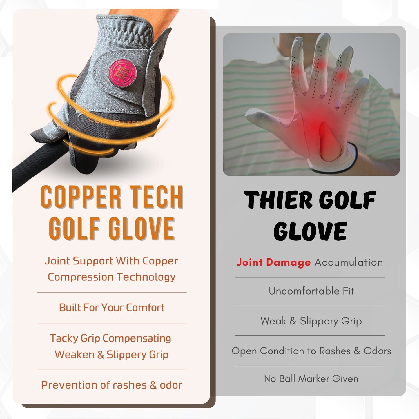 Copper Tech Plus Women's Golf Gloves [Worn on Right Hand]