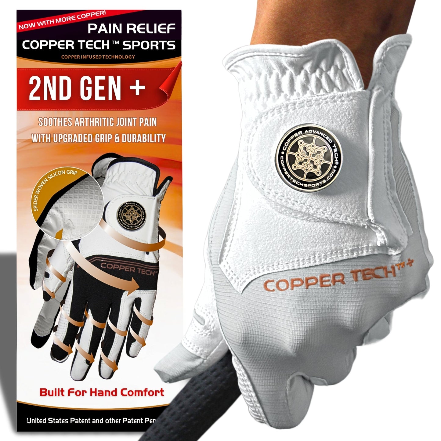 Copper Tech Plus Men's Golf Gloves [Worn on Left Hand]