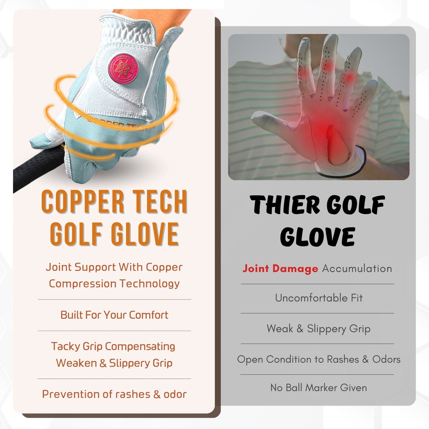 Copper Tech Plus Women's Golf Gloves [Worn on Left Hand]