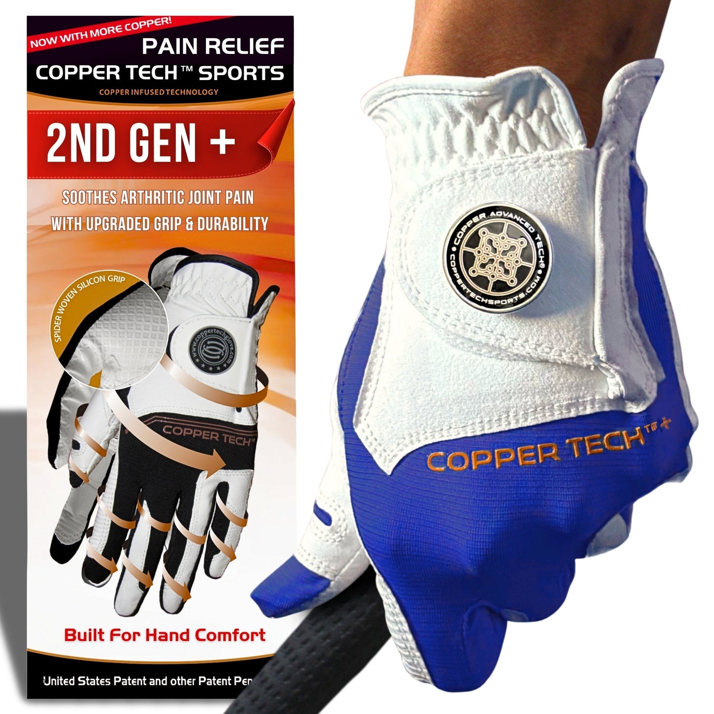 Copper Tech Plus Men's Golf Gloves [Worn on Right Hand]