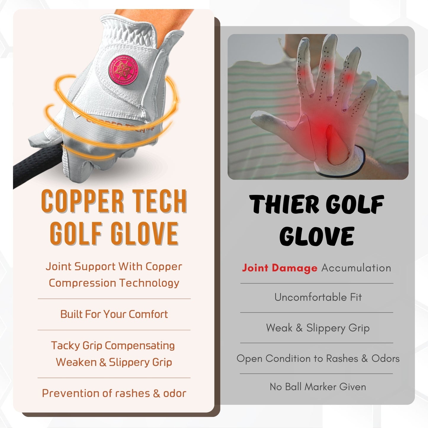 Copper Tech Plus Women's Golf Gloves [Worn on Right Hand]