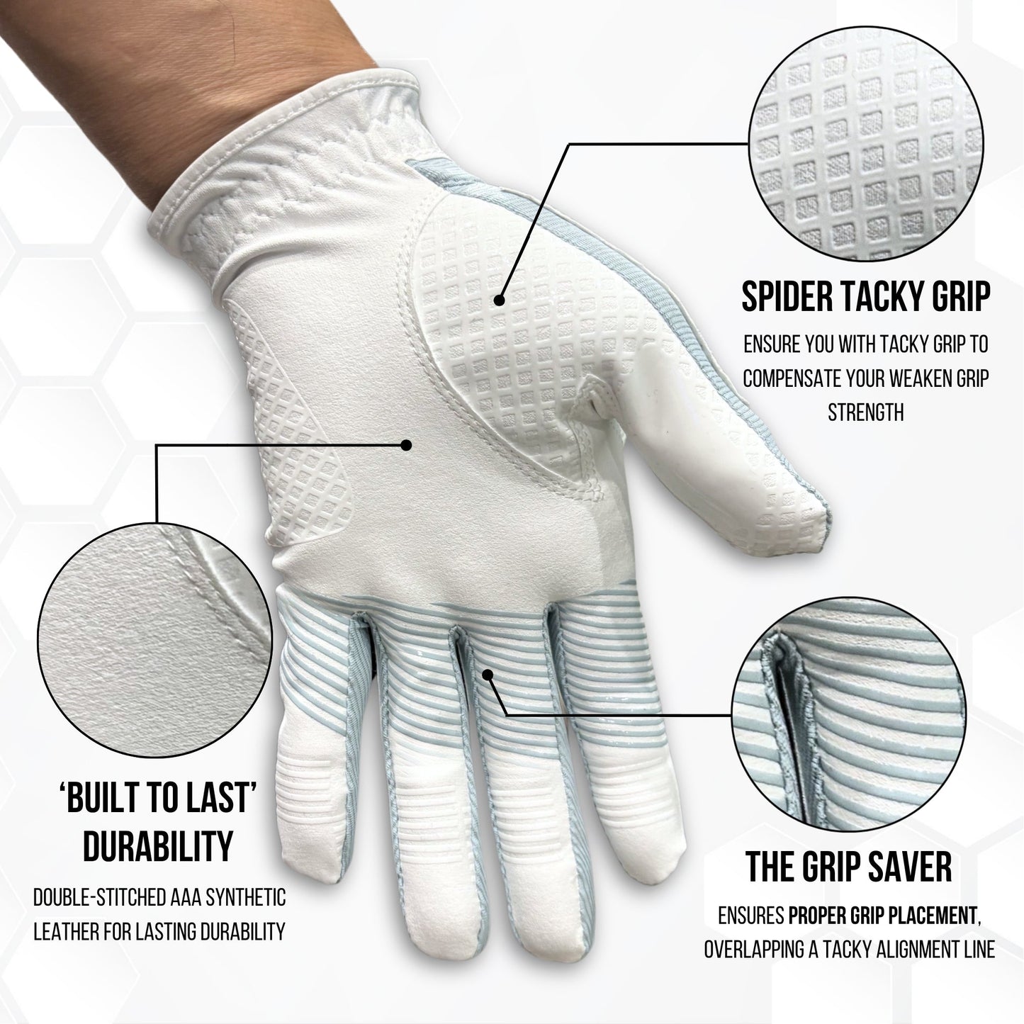 Copper Advanced Tech 2.0 Men's Golf Gloves [Worn on Right Hand]