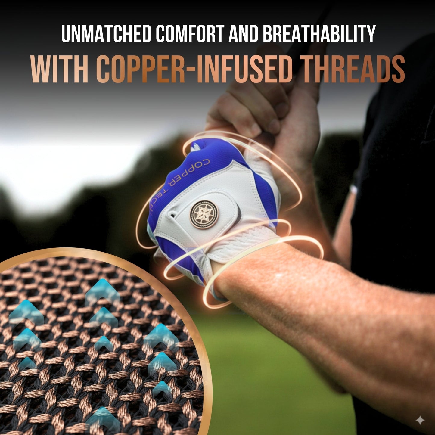 Copper Tech Plus Men's Golf Gloves [Worn on Left Hand]