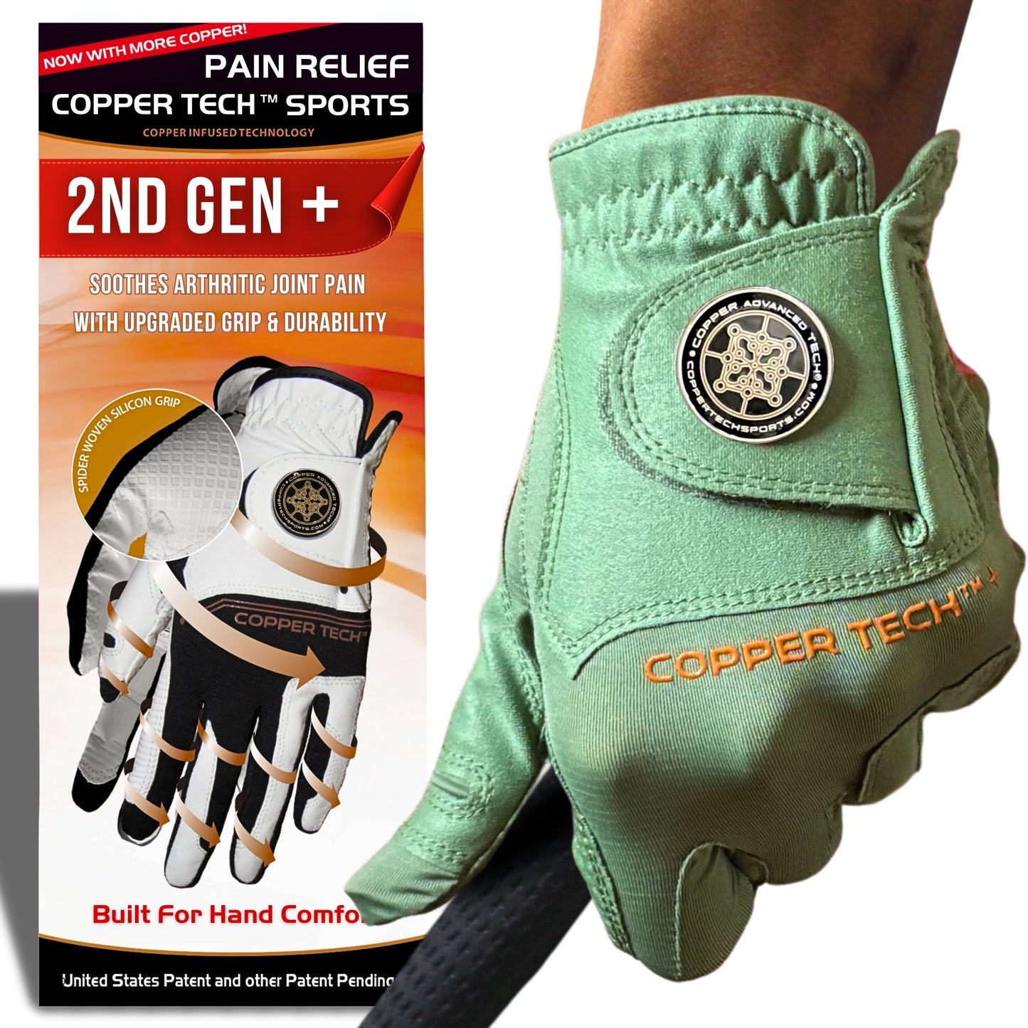 Copper Tech Plus Men's Golf Gloves [Worn on Left Hand]