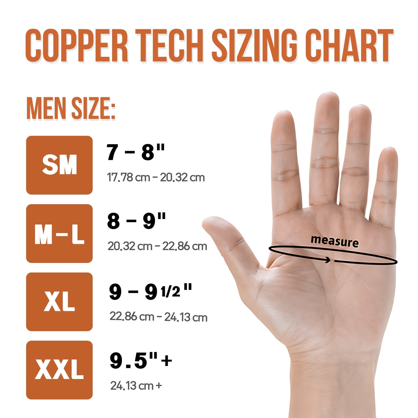 Copper Tech Plus Men's Golf Gloves [Worn on Right Hand]