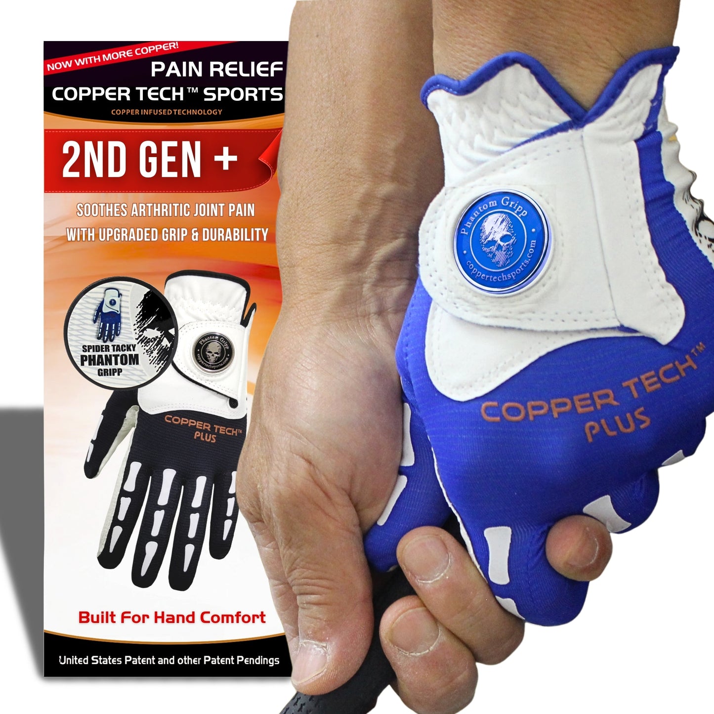Copper Tech Plus Men's Golf Glove (Phantom Edition) Worn on Left or Right